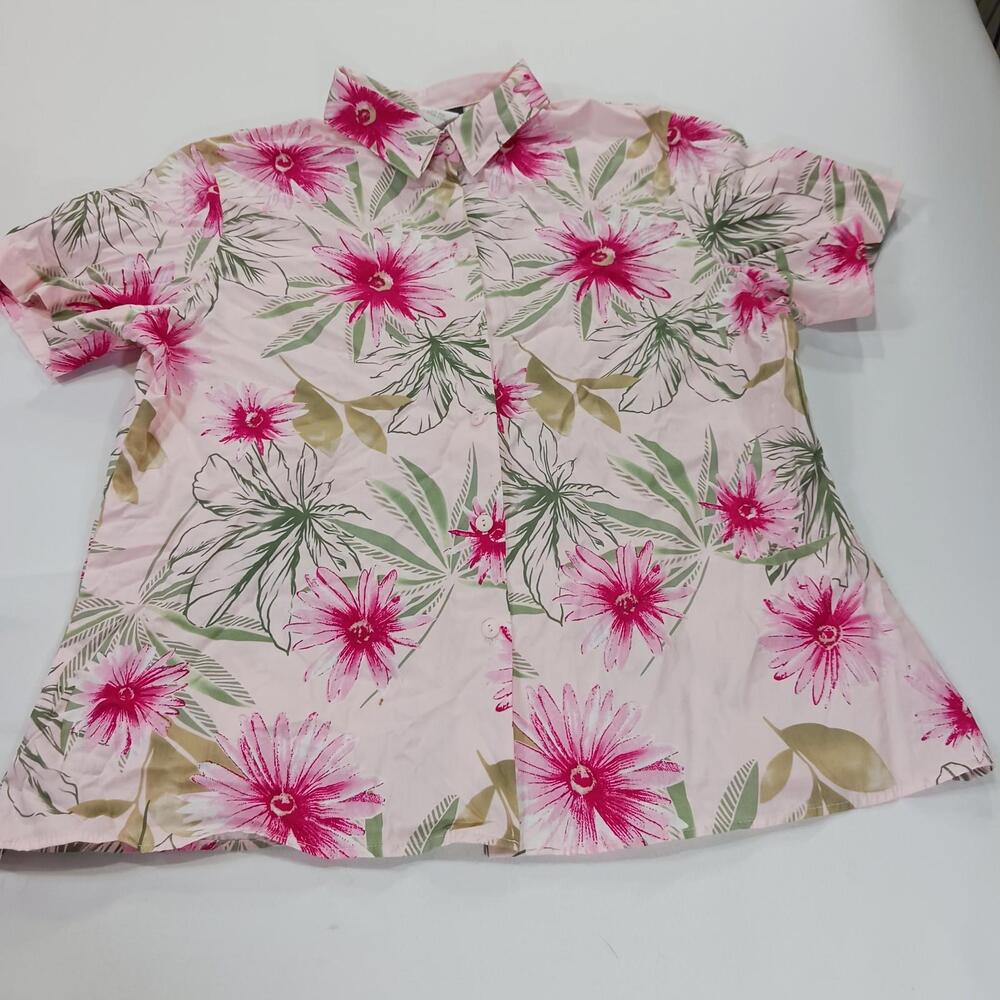 Vtg Tapestry Women's Multicolor Floral Button Up Collar Shirt Blouse Size XL